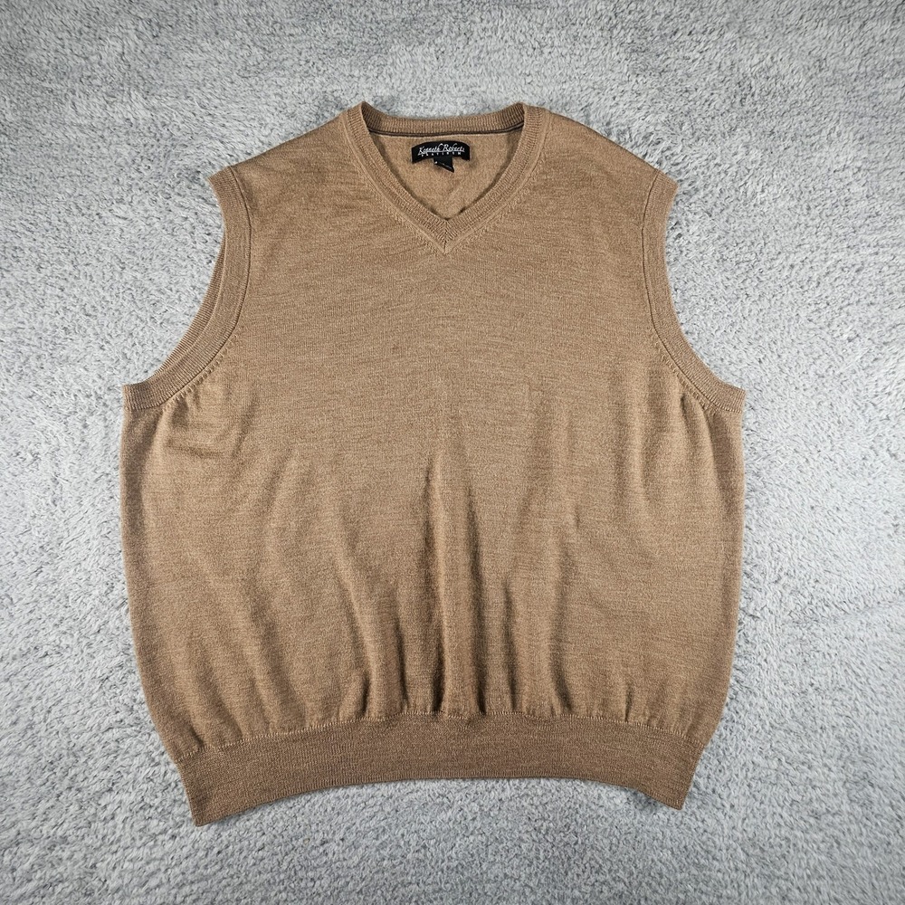 Kenneth Roberts Platinum Sweater Vest Mens XL Brown 100% Wool V Neck Corpcore